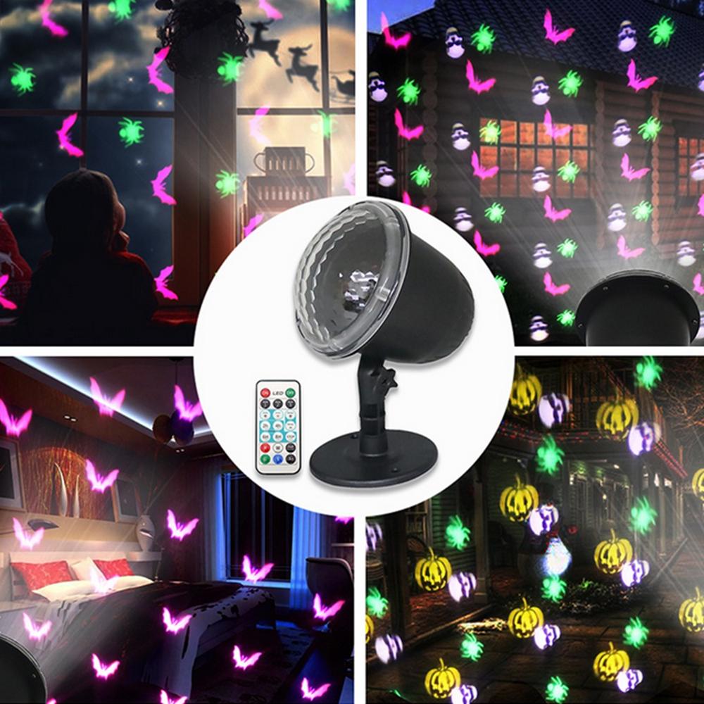 7.5W 4 LED Halloween Projection Stage Light Outdoor Remote Control Waterproof Lamp for Party Festival AC100-240V