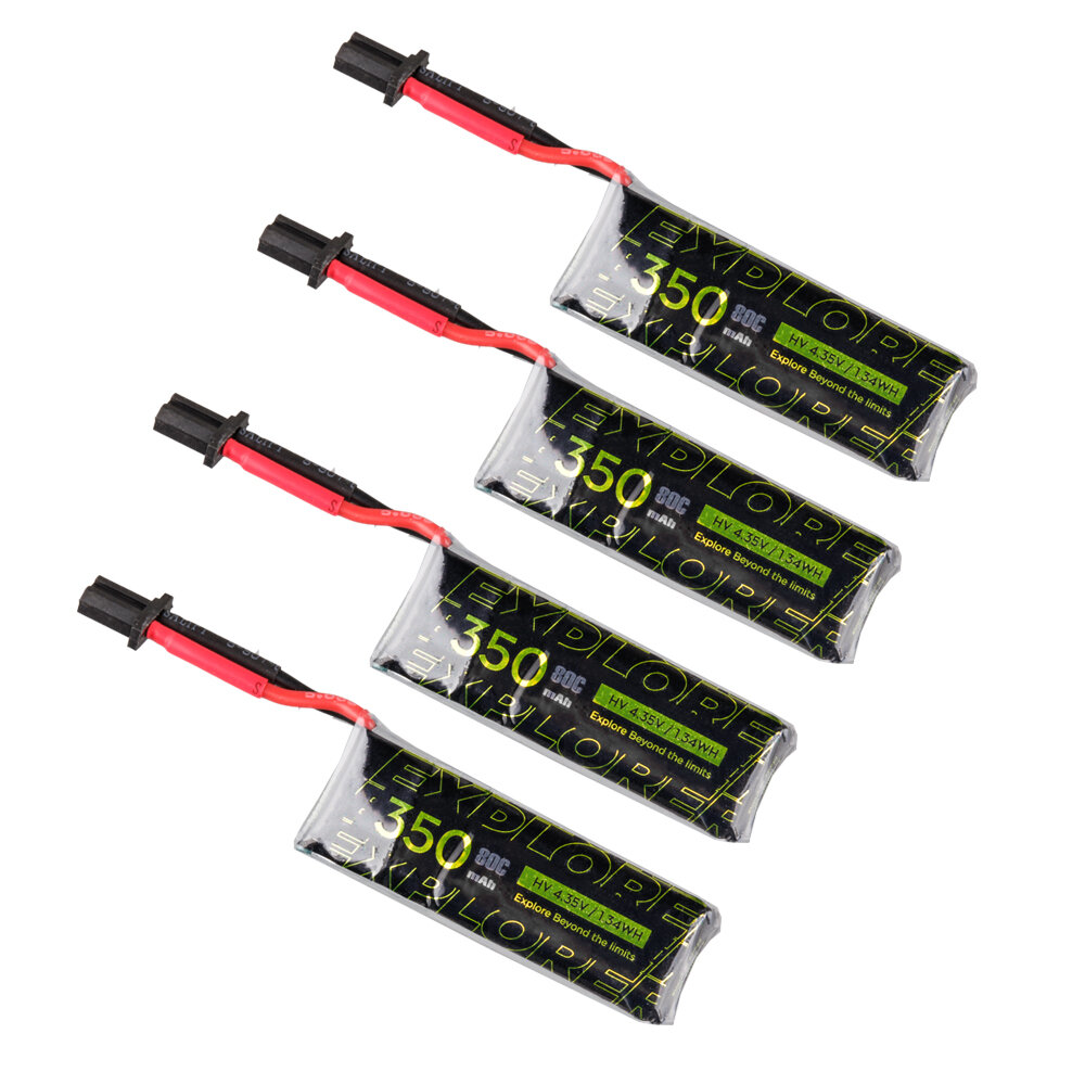 4 stuks Flywoo Explorer 4.35V 350mAh 80C 1S HV Lipo Batterij GNB27 V2 Plug voor Flywoo Firefly 1S Na