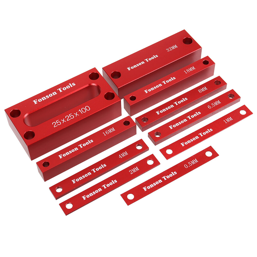 Fonson 10pcs metric inch woodworking setup blocks height gauge precision aluminum alloy setup bars for router and table saw accessories