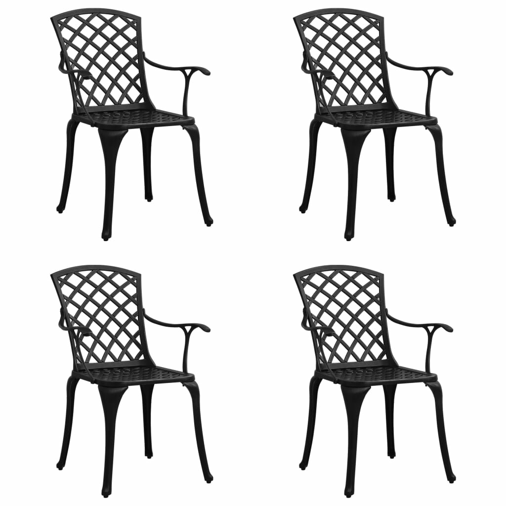 Garden Chairs 4 pcs Cast Aluminum Black