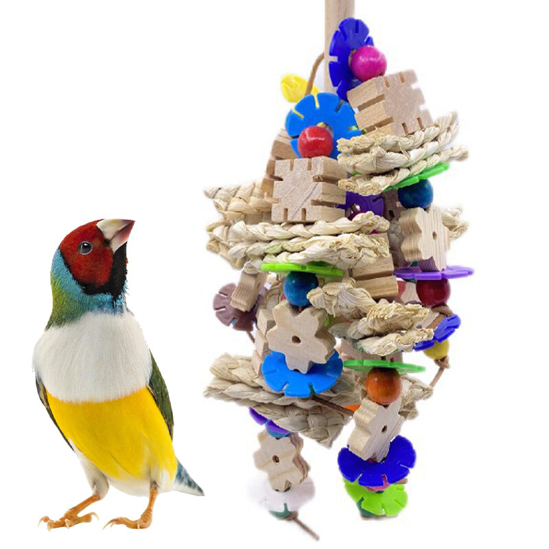 オウムをかじるおもちゃの鳥用品の道具コーンウッドクリエイティブハンギングピースプラスチックフラワーピース大きなオウムの鳥のおもちゃ от Banggood WW