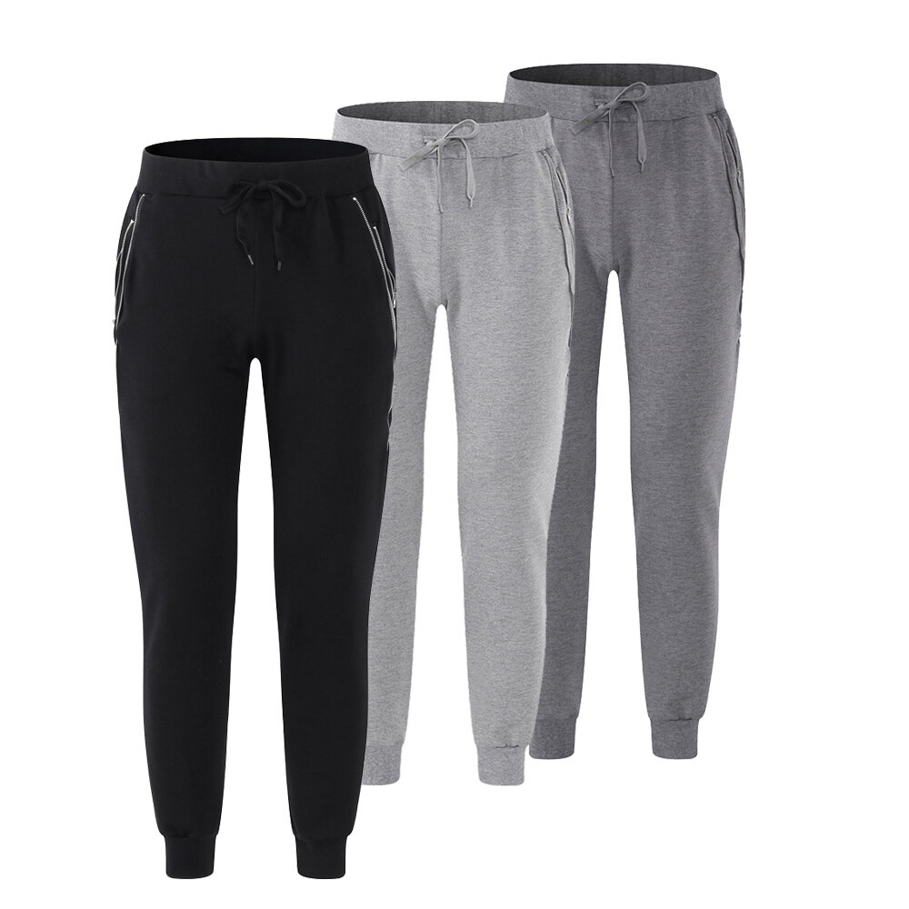 Męskie spodnie do joggingu z bawełny z wiązaniem, sportowe spodnie casual, wąskie spodnie, na zewnątrz fitness i wędrówki.