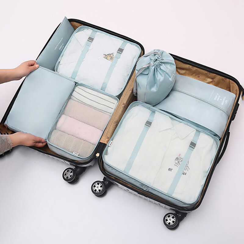 

7pcs Travel Clothes Storage Bag Set Luggage Polyester Underwear Classification Finishing Stotage Bag For Suitcase Clothi