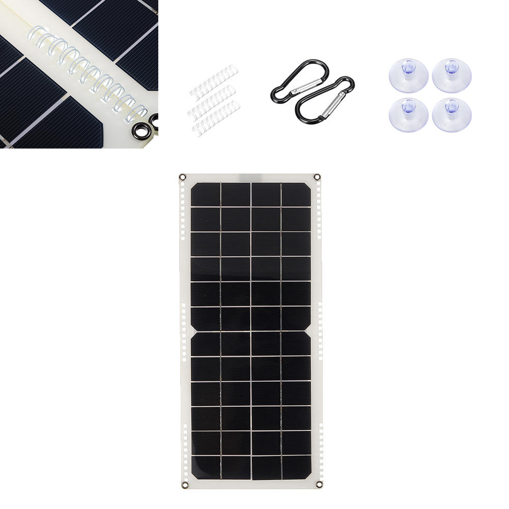 10W 14V Monocrystalline Silicon Semi-flexible Solar Panel with 3 x Spring Suppport 5V Single USB + 1