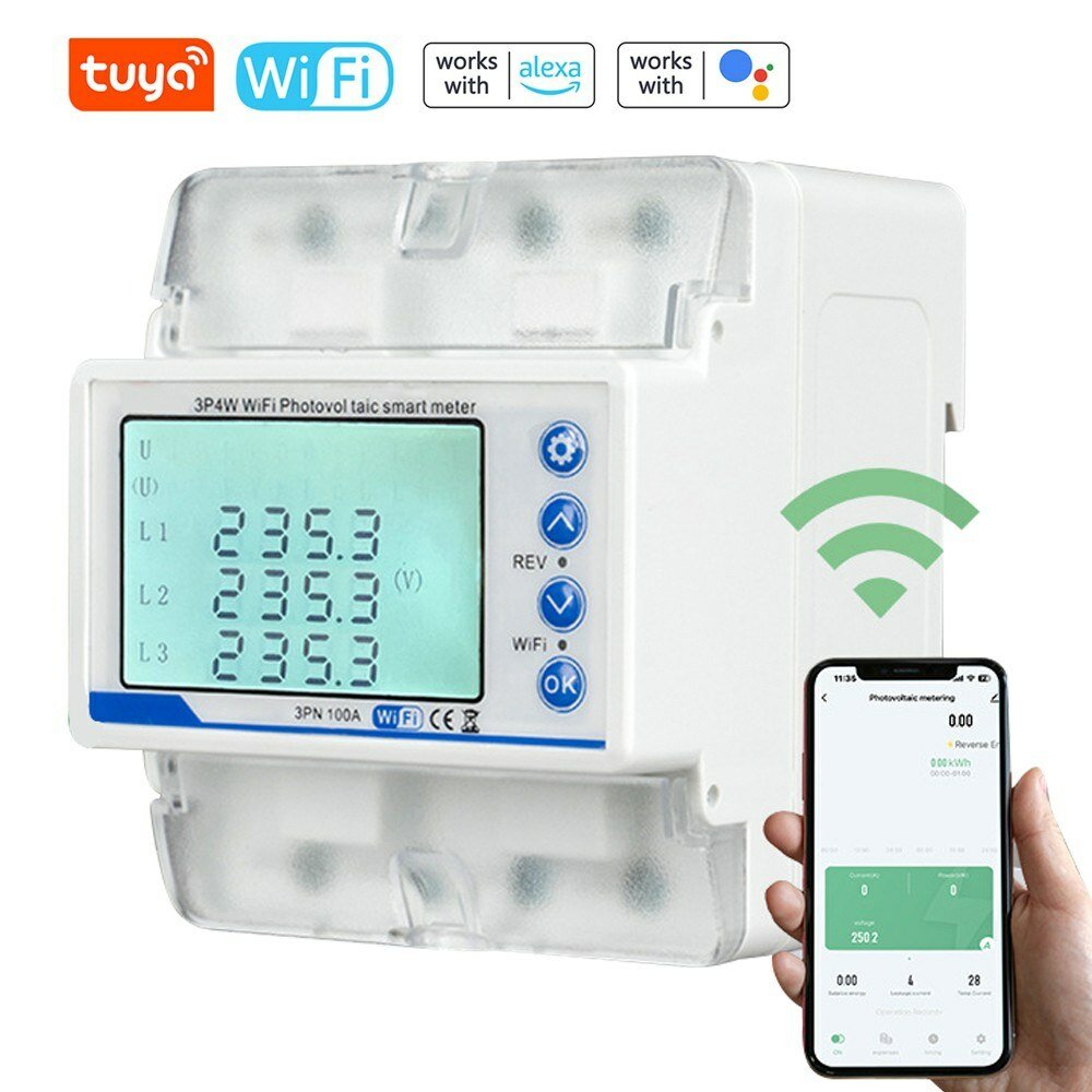 

Tuya WiFi 3P4W Electric Energy Meter Three Phase Reclosure Switch Intelligent Reclosing Protector