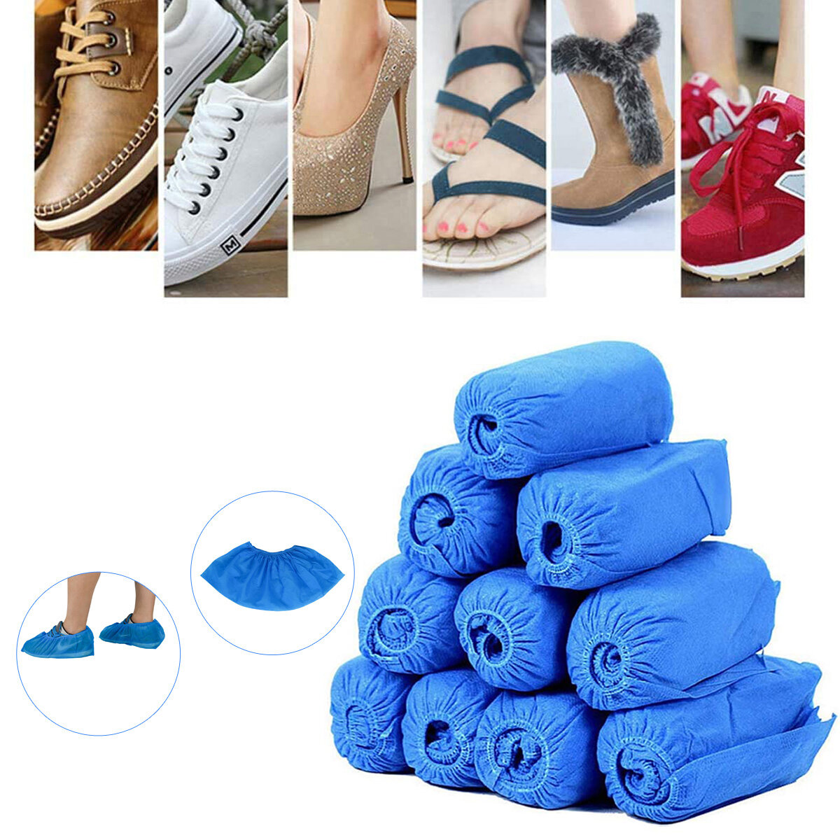 100 peças descartáveis para calçados capas para local de trabalho antiderrapante calçados protetores para botas