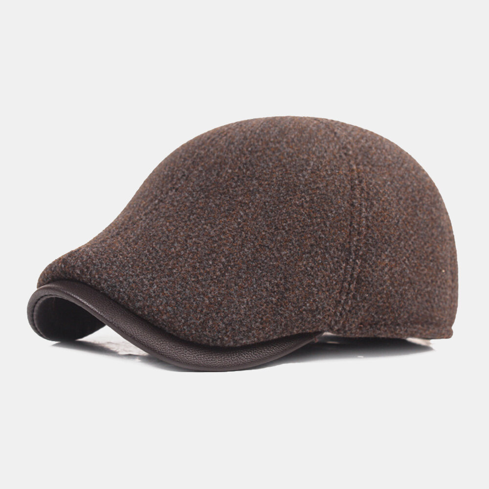 

Men Cotton Thicken Warm Berets Winter Outdoor Windproof Ear Protection Flat Hat Newsboy Hat