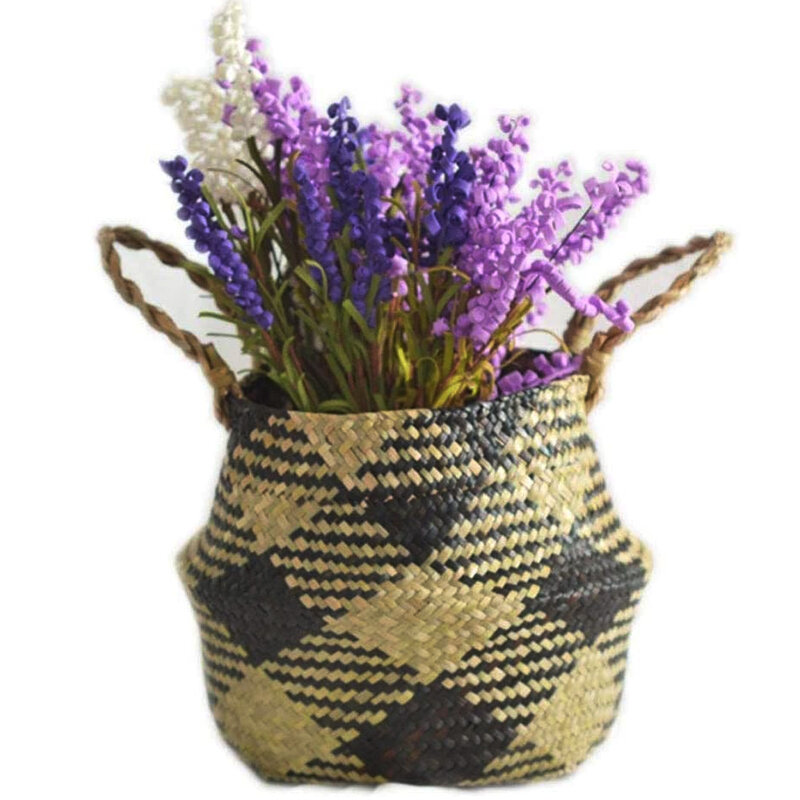 

Folding Seaweed Flower Pots Home Storage Pot Belly Basket Plants Decoration