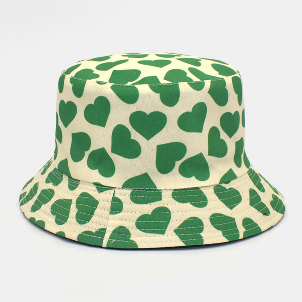 Dames & Heren Love Print Pattern Dubbelzijdig Outdoor Casual Zonnescherm Bucket Hat