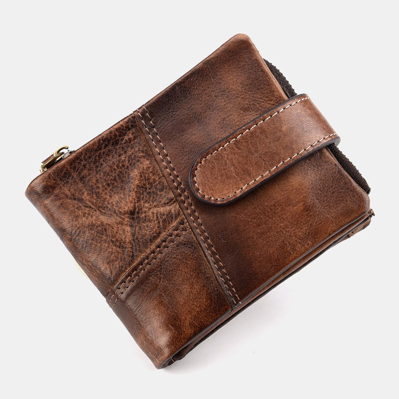 

Men Bifold RFID Anti-magnetic Short Wallets Casual Multi-card Slot Card Holder Cowhide Coin Purse Money Clip