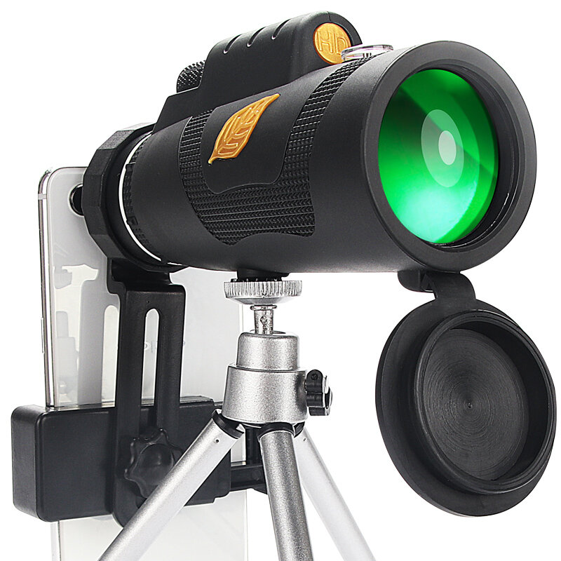 Moge 12x50 Potente telescopio de 20 mm Ocular FMC Film HD Monocular profesional con soporte para teléfono trípode