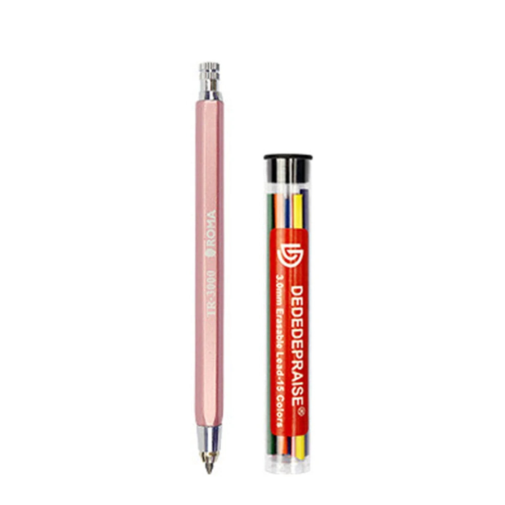 3.0 mm automatic pencil erasable color lead with portable refill sharpener art drawing design mechanical color lead