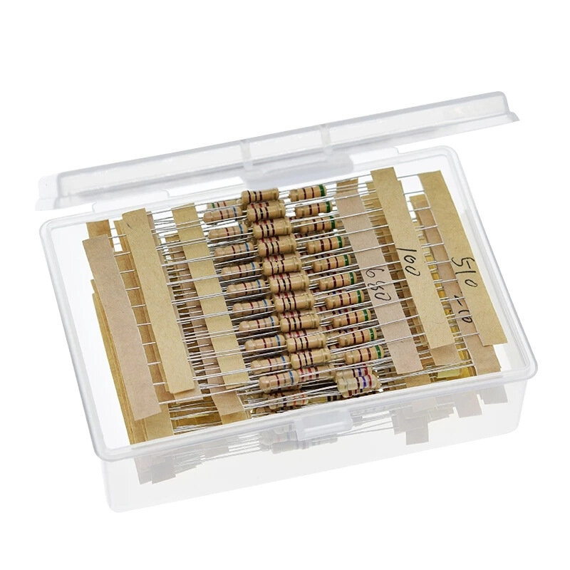

300PCS 30 Values Film Resistors Package 1/2W 5% 10R-1M Carbon Film Metal Resistors Assortment Kit Set