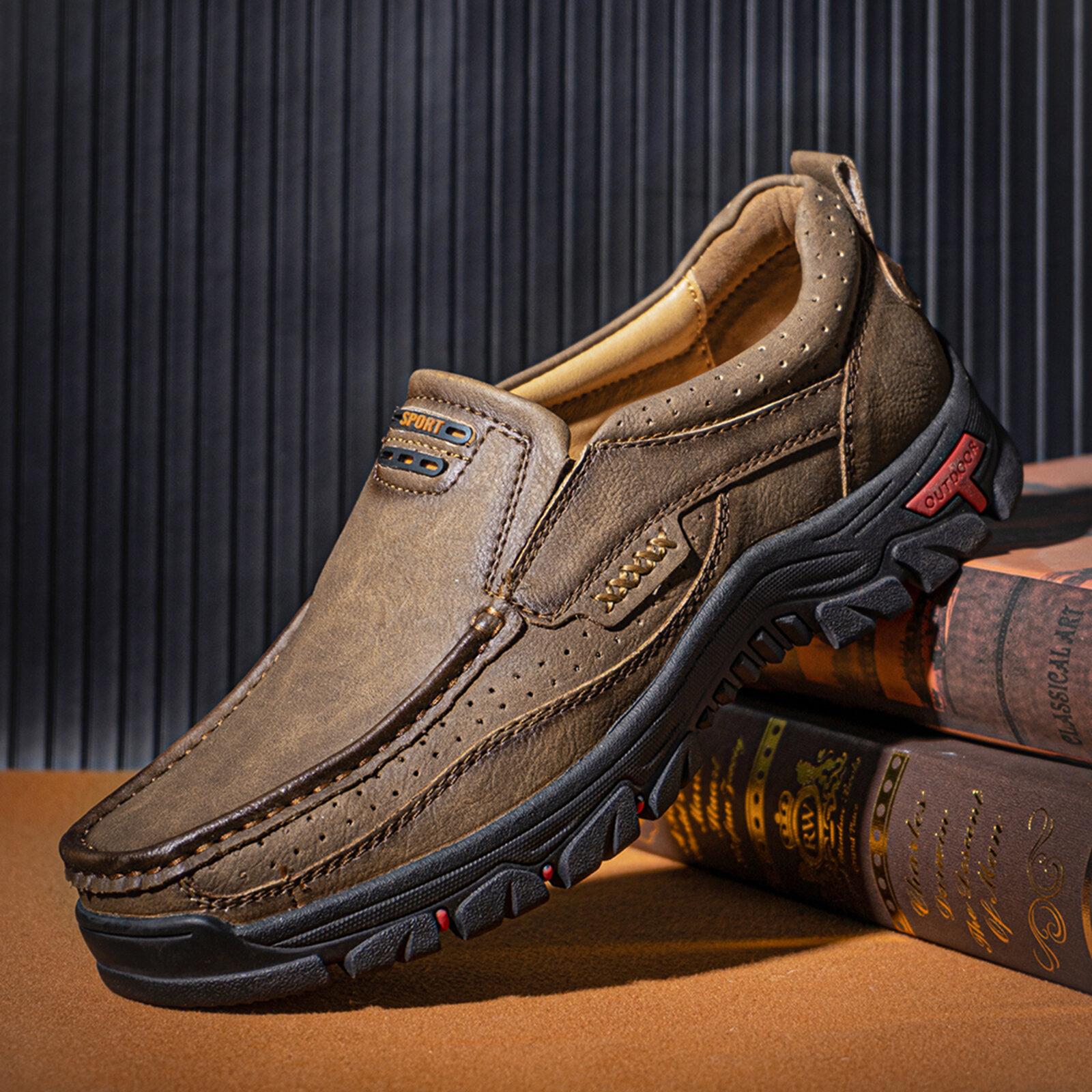 Men Comfy Slip On Loafers Slip Resistant Soft Casual Business Walking Leather...