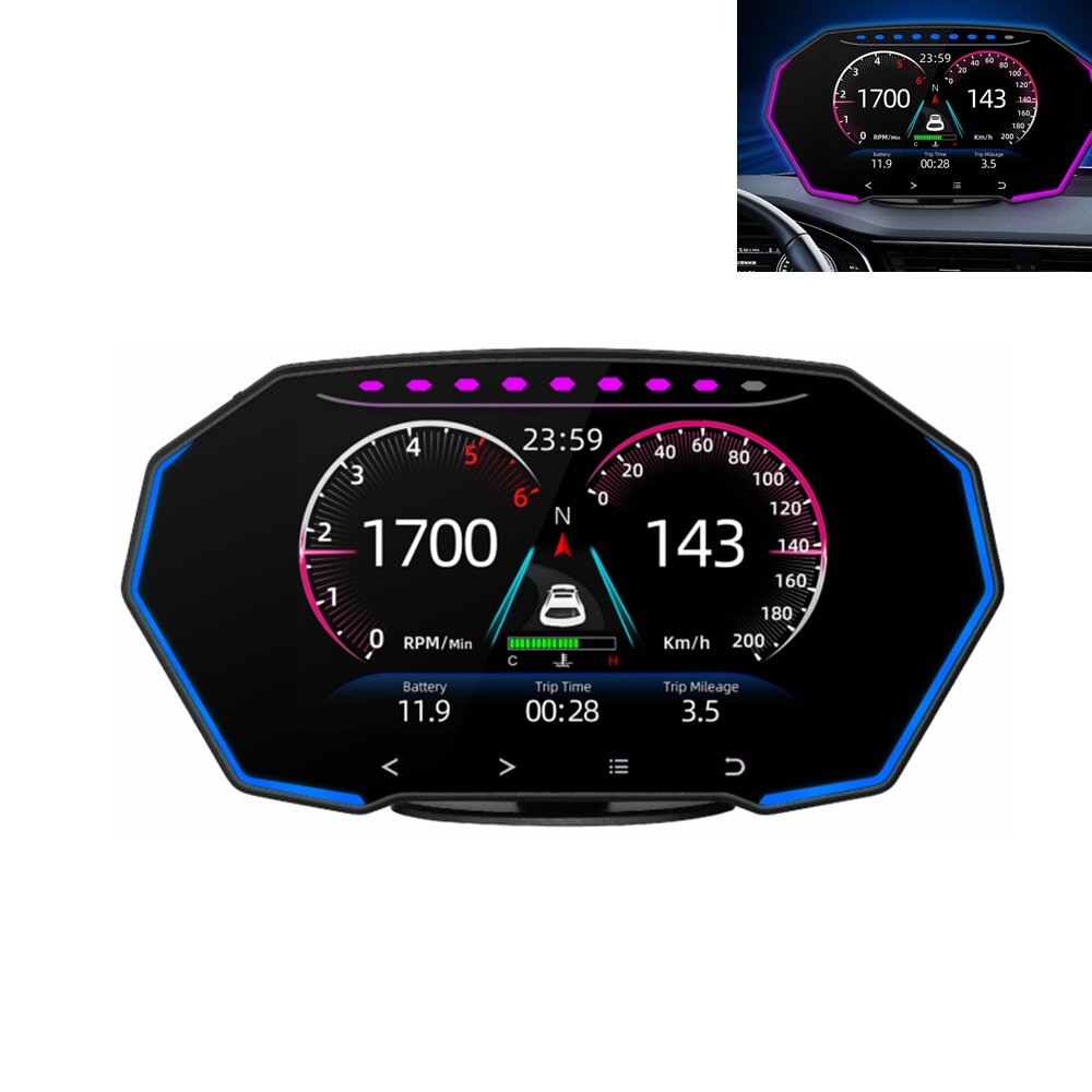 4Inch F11 HUD Head Up Display Car Speedometer OBD GPS System Gradiometer...