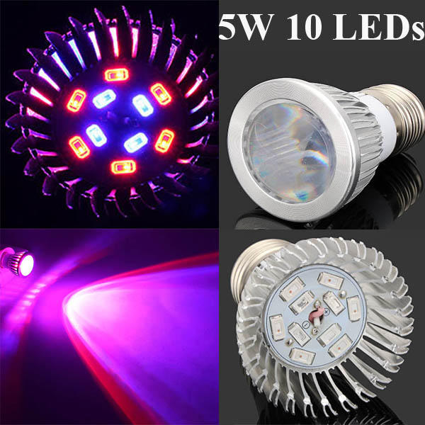 

5W E27 6 Red 4 Blue Convex Mirror Grow LED Bulb Greenhouse Plant Seedling Growth Light