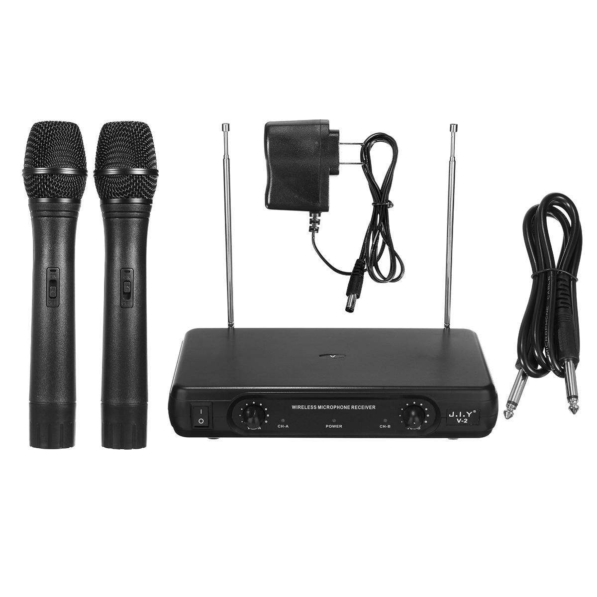 J.I.Y V-2 Wirelss Dual Microphone System for KTV Karaoke Speech Meeting Home Theatre System