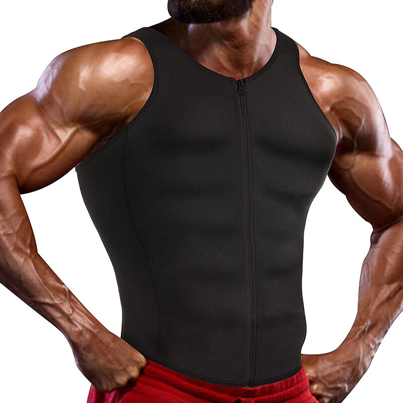 Sweat Vest Waist Trainer Vest Sports Vest Yoga Gym Workout Exercise & Fitness Zipper Tummy Fat Burner For Men's Abdomen