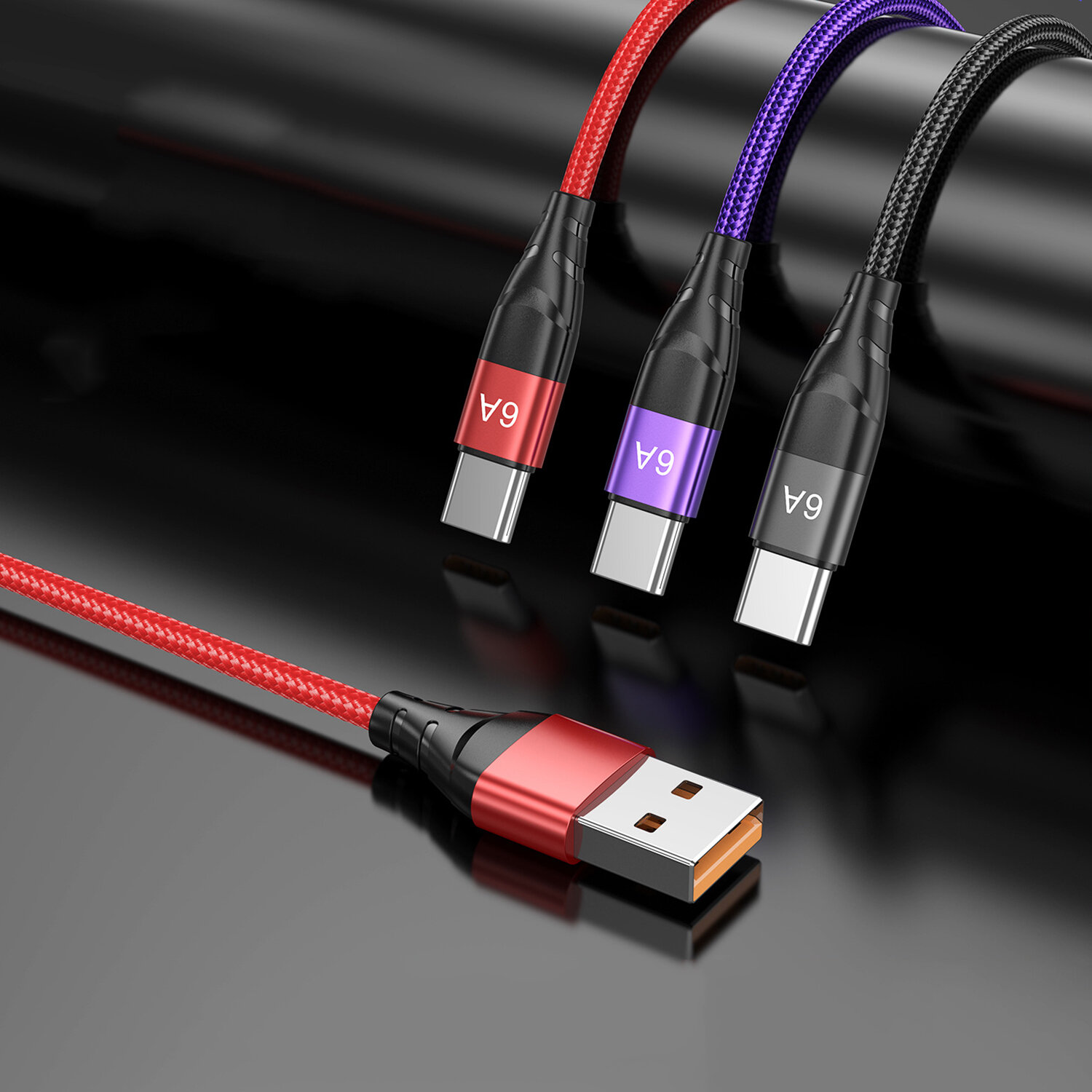 

Uslion 66 Вт USB-C на USB-A кабель QC3.0 шнур для быстрой зарядки и передачи данных длиной 1 м/2 м для Samsung Galaxy No