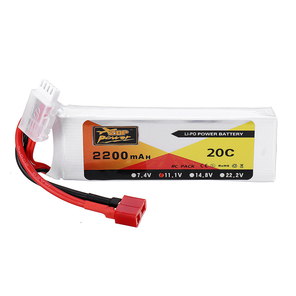 ZOP Power 11.1V 2200mAh 3S 20C Lipo-batterij T Plug