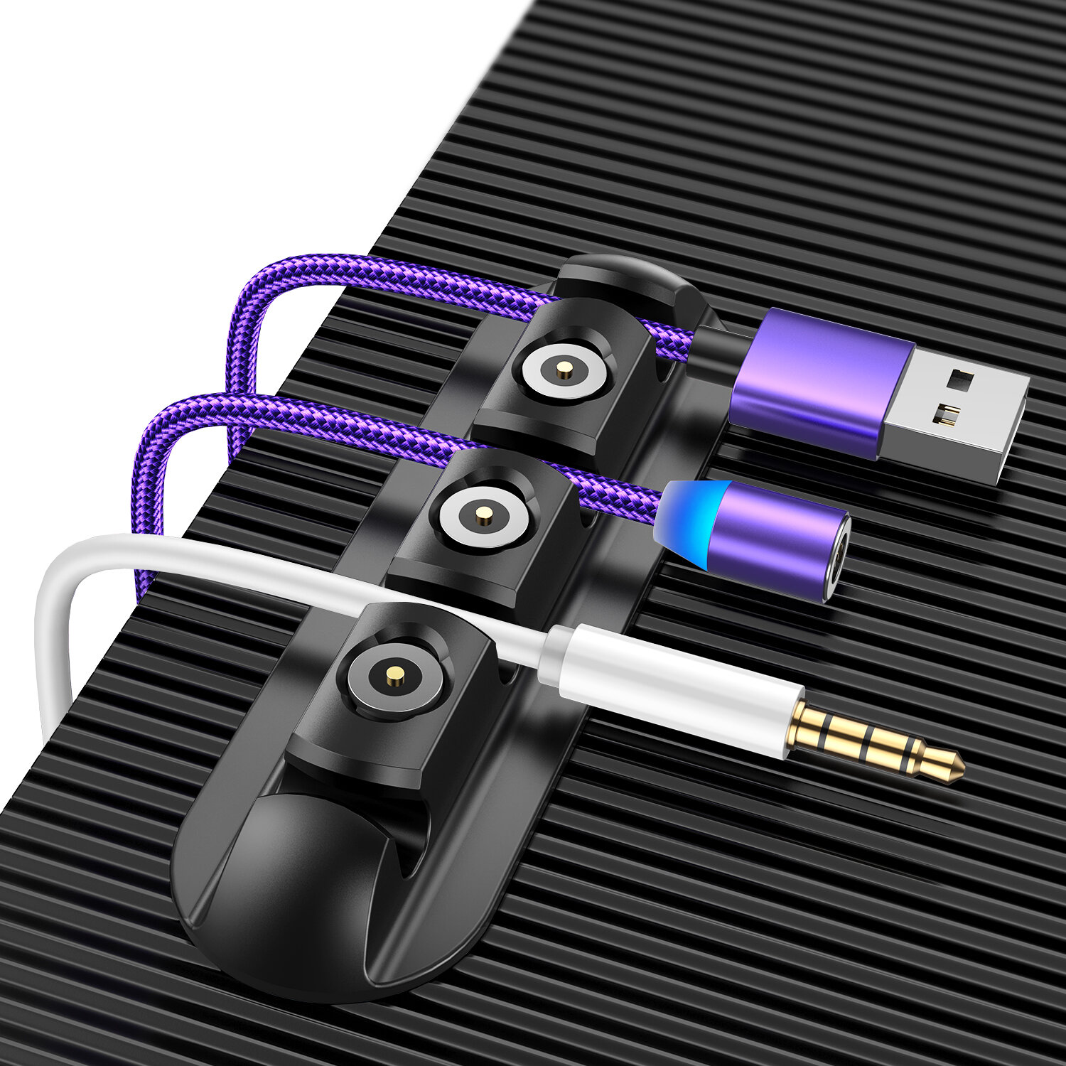 

USLION Mini Desktop Tidy Management with Magnetic Plug Slot Cable Organizer Winder for iPhone 12 XS POCO X3 NFC Data Cab