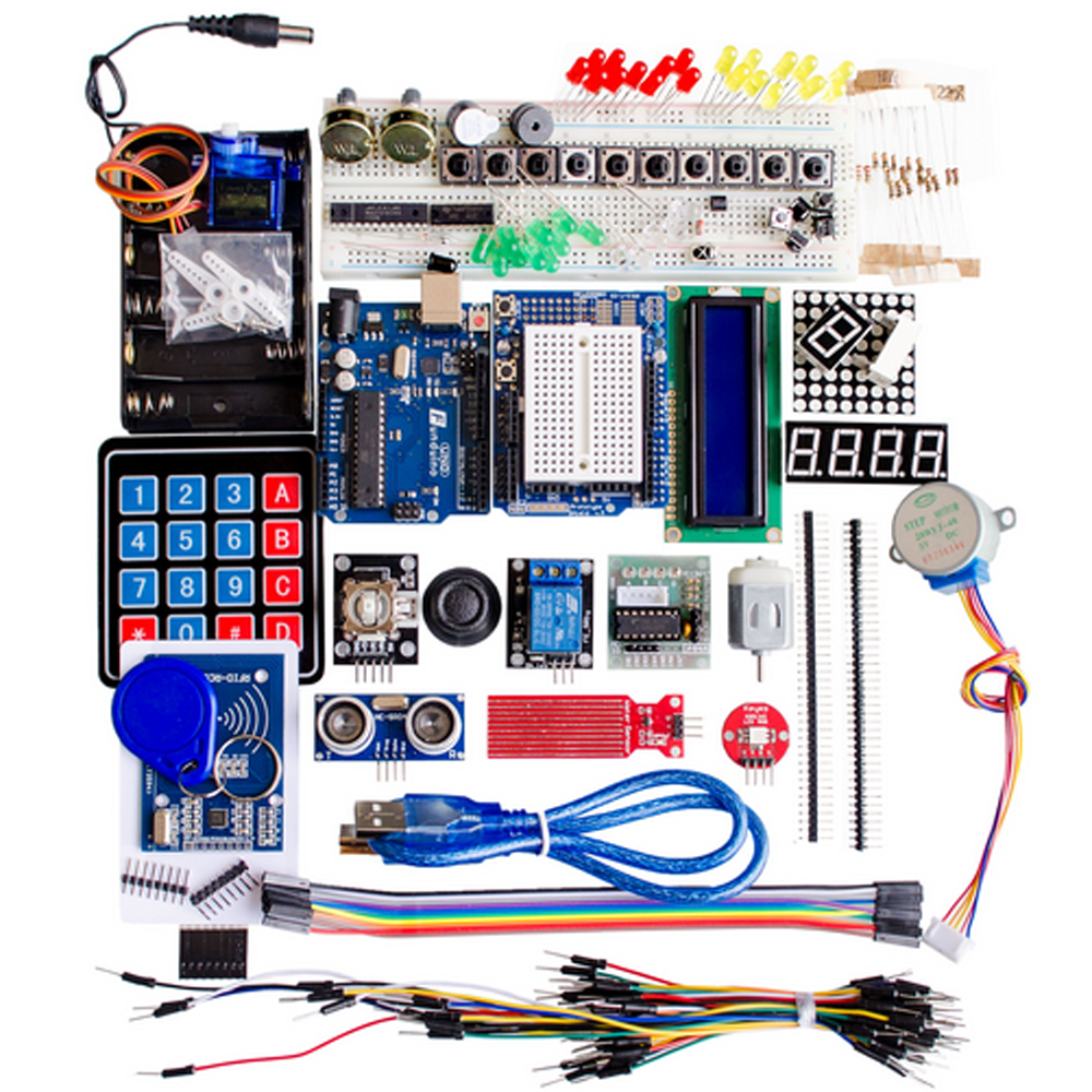 Starterkit voor Arduino UN0 R3 - UN0 R3 Breadboard en Houder Stappenmotor / Servo /1602 LCD / Jumper Wire/ UN0 R3(Arduino-Compatible) - Variaties en Klonen die software- en hardware-compatibel zijn