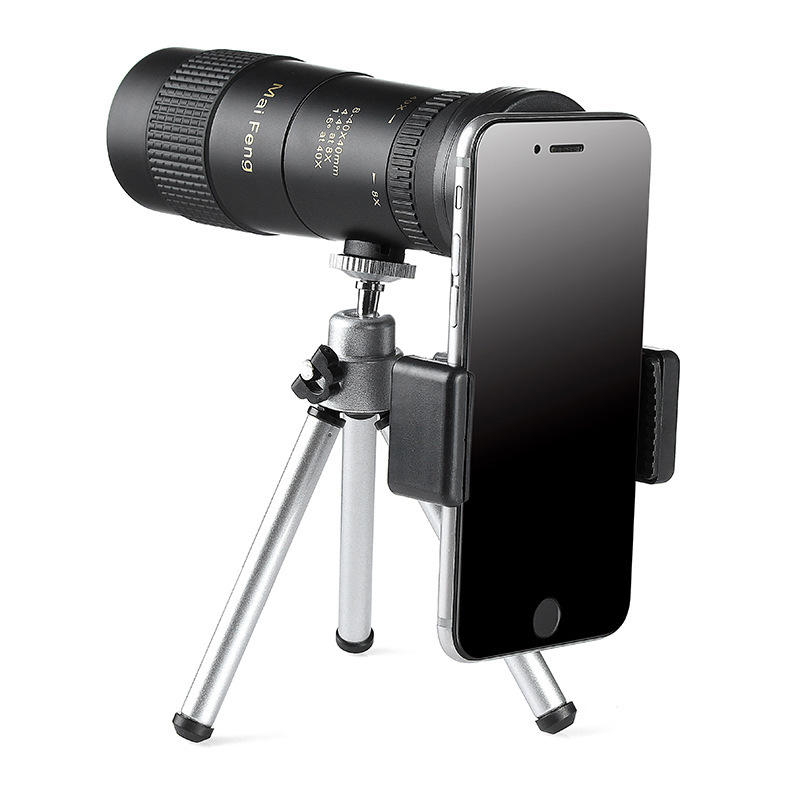 MAIFENG 8-40x40 Monocular Zoom Portátil para exteriores con óptica HD BAK4 Telescopio de visión diurna y nocturna + trípode + soporte para teléfono