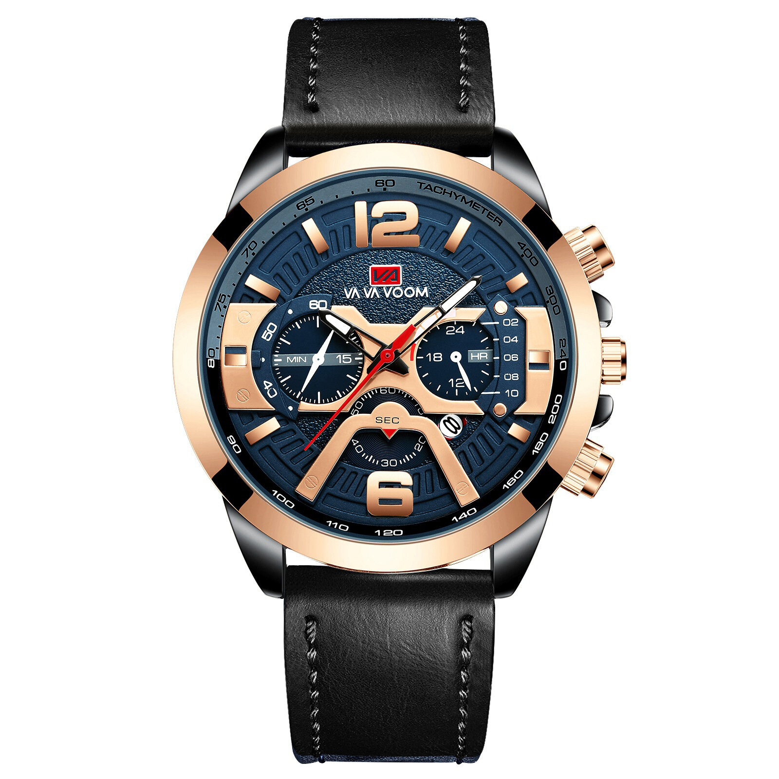 

VAVA VOOM VA-216 Fashion Men Watch Date Display 3ATM Waterproof Leather Strap Quartz Watch