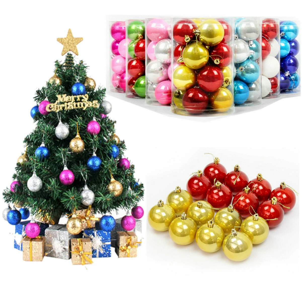 16pc 6/4cm christmas trees xmas hanging balls bauble party decorations ornaments