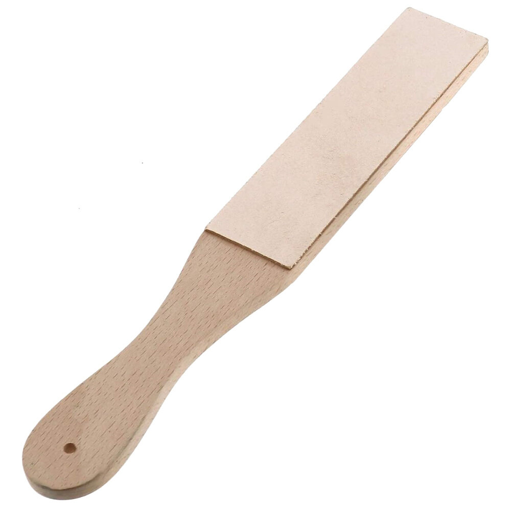 Dual Sided Leather Sharpening Wood Handle Strop Tool with Buffing Compounds for Chisels Tools Polishing