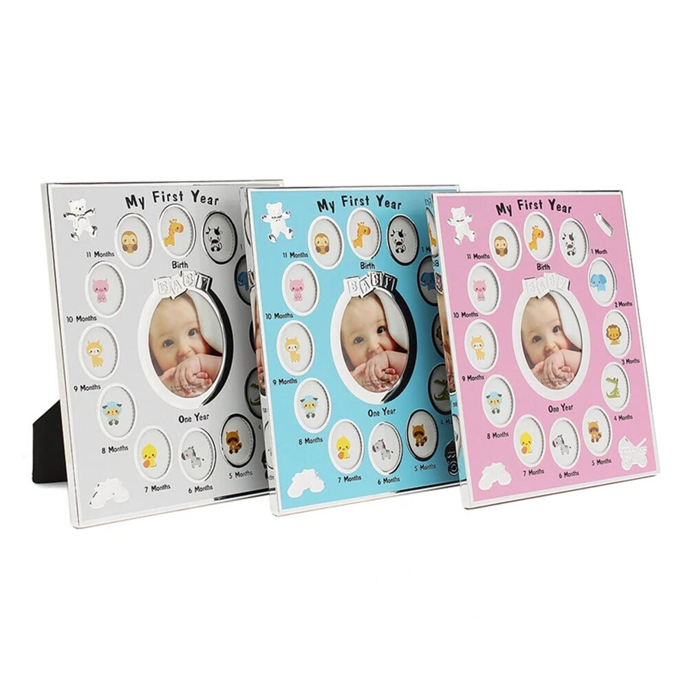 Metalen Baby Smile Fotolijst Baby Kids Verjaardagscadeau Decoraties Van 1 tot 12 Maand Jaar Fotolijs