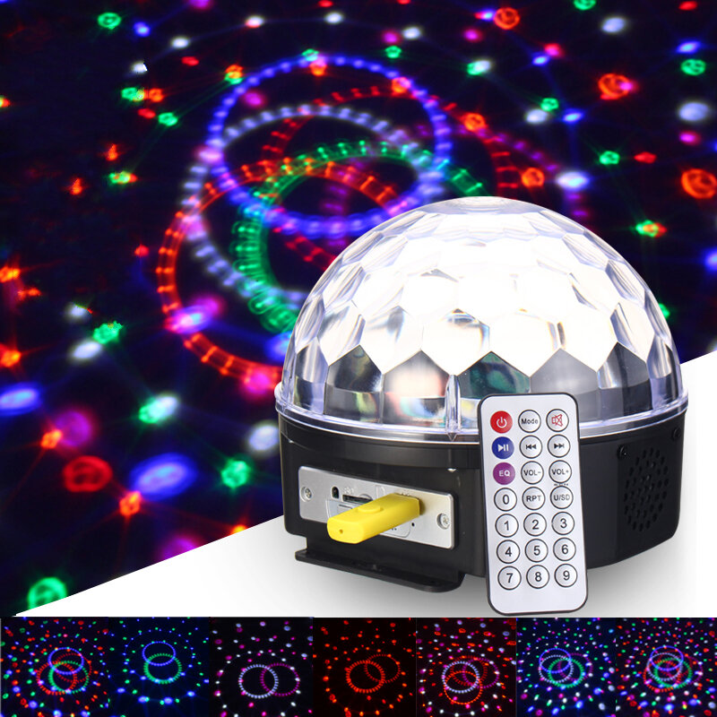 18W Crystal Ball Magic RGB LED-podiumverlichting Afstandsbediening MP3 DJ Club Pub Disco Partylamp A
