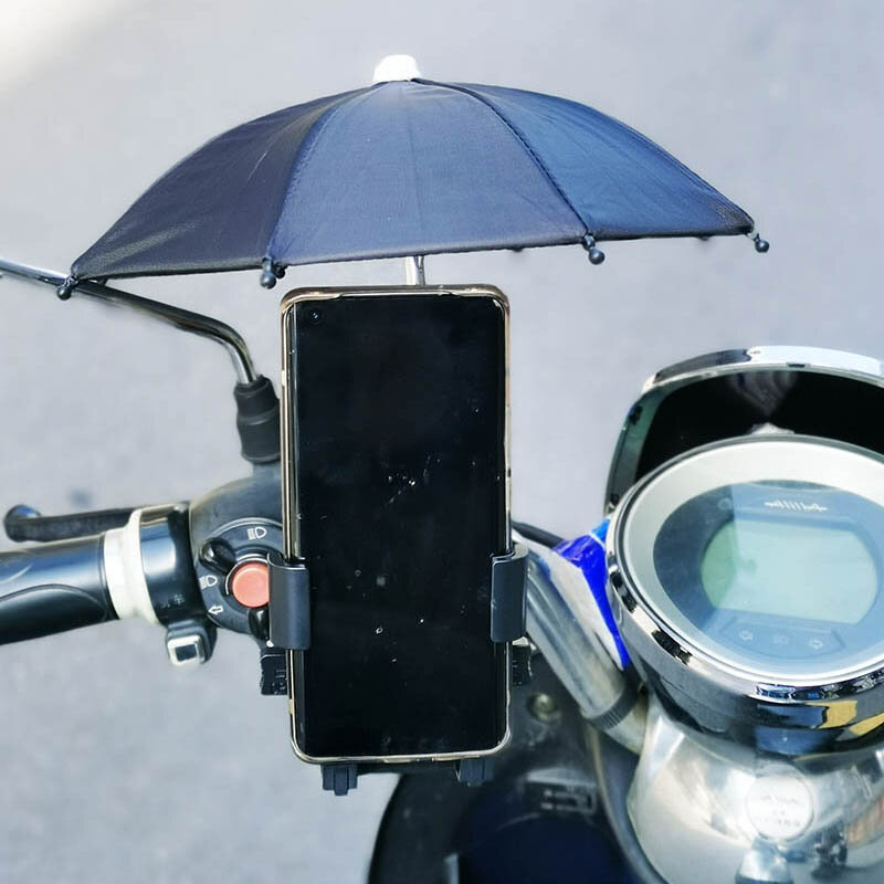 1 Set Mobile Phone Holder Clip Locomotive Umbrella Sun protection Waterproof Portable Mini Parasol Alloy Sun Shade Bicyc