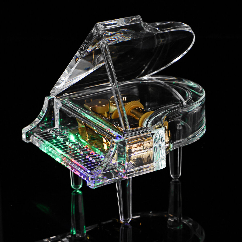 Acrylic Piano Shape Music Box with Light Home Decoration Birthday Gifts