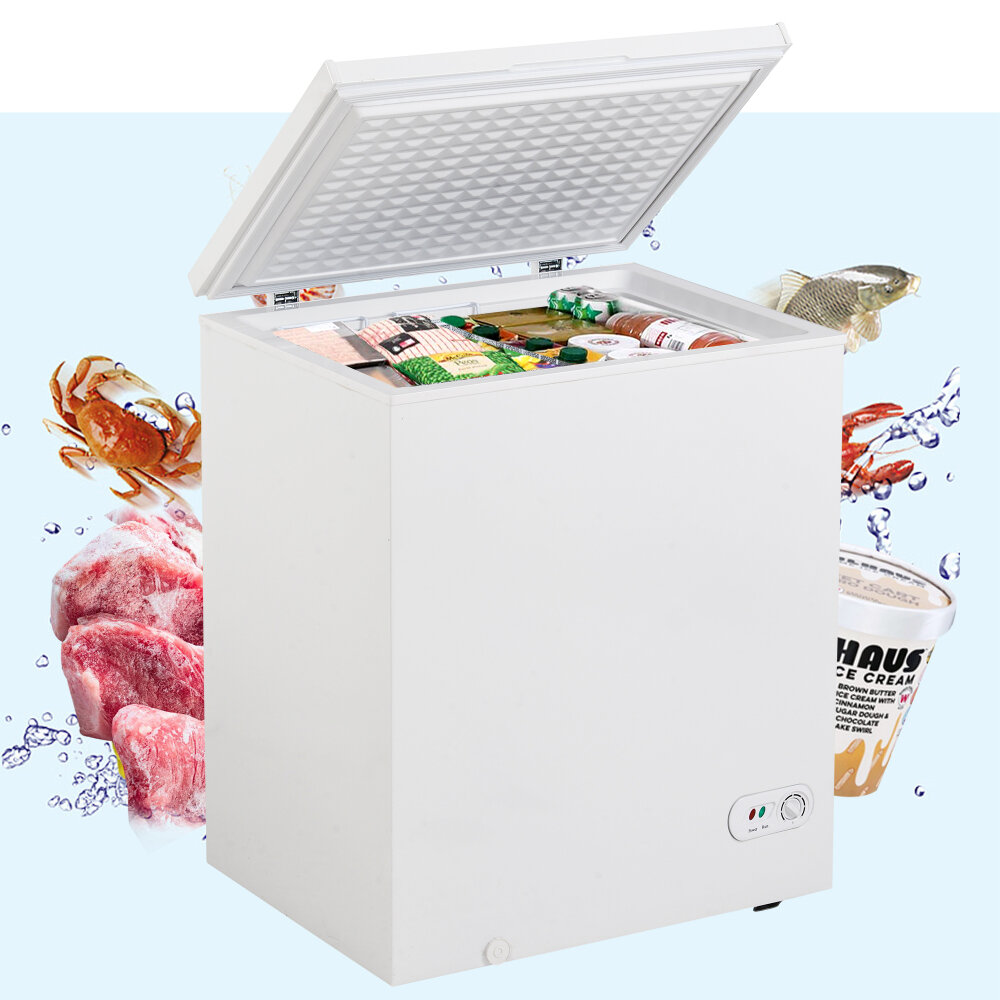 [US Direct] 5 cu.ft Mini Freezer Removable Storage Basket 7 Temperature Settings Freezing Machine for RV Travel Kitchen