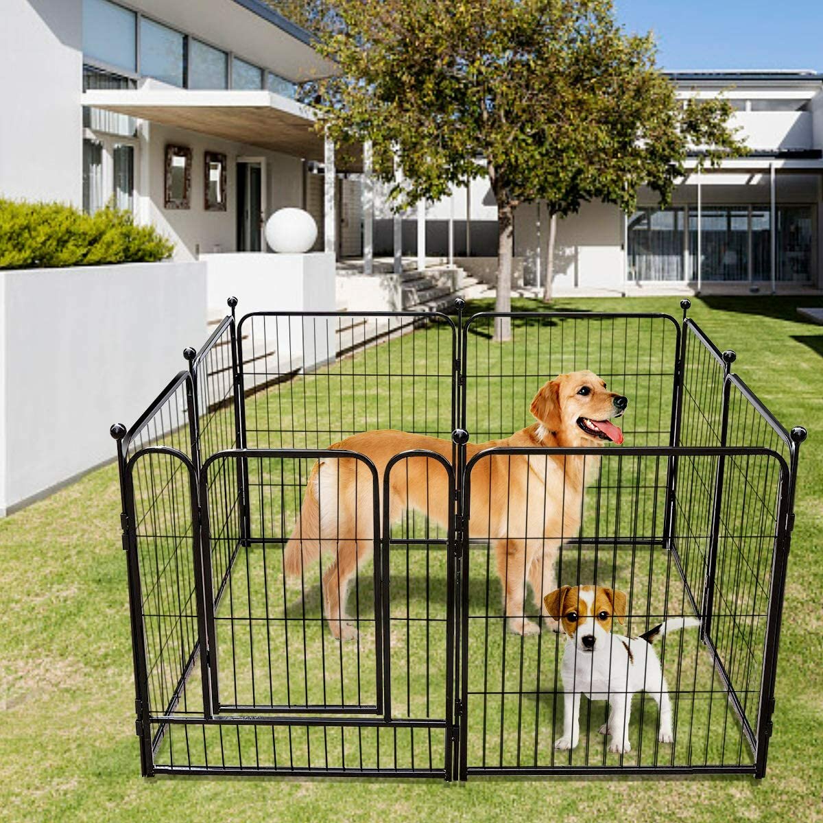 8 Panel Pet Dog Playpen Heavy Duty Metal Puppy Pen Fence Enclosure 68X100cm