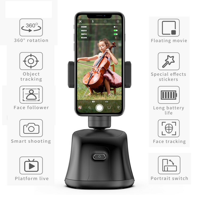 

360 Rotation Smartphone Gimbal Auto Face Tracking Holder Smart Shooting Phone Holder Mount Vlog Accessories Support Trip