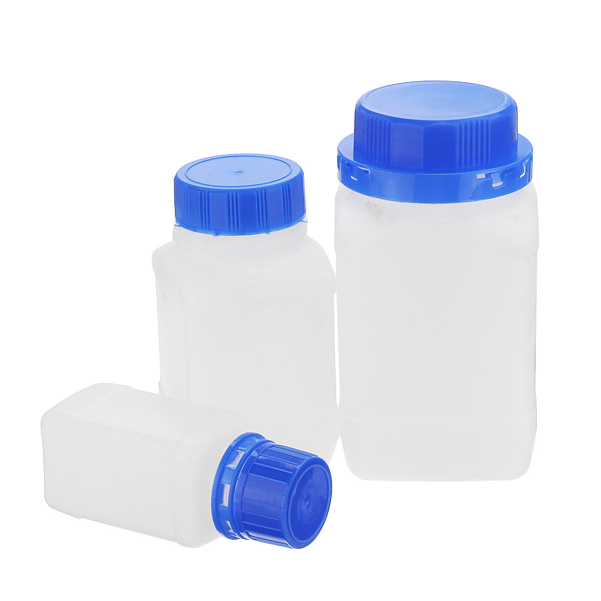 100250500ml Plastic Square Sample Sealing Bottle Wide Mouth Reagent Bottles with Blue Screw Cap Laboratory Experiment