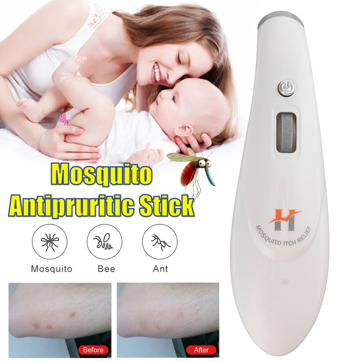 

Potable Electronic Bug Bite Itching Pen Soothing Swelling Antipruritic Stick Mosquito Relief Device Insect for Children