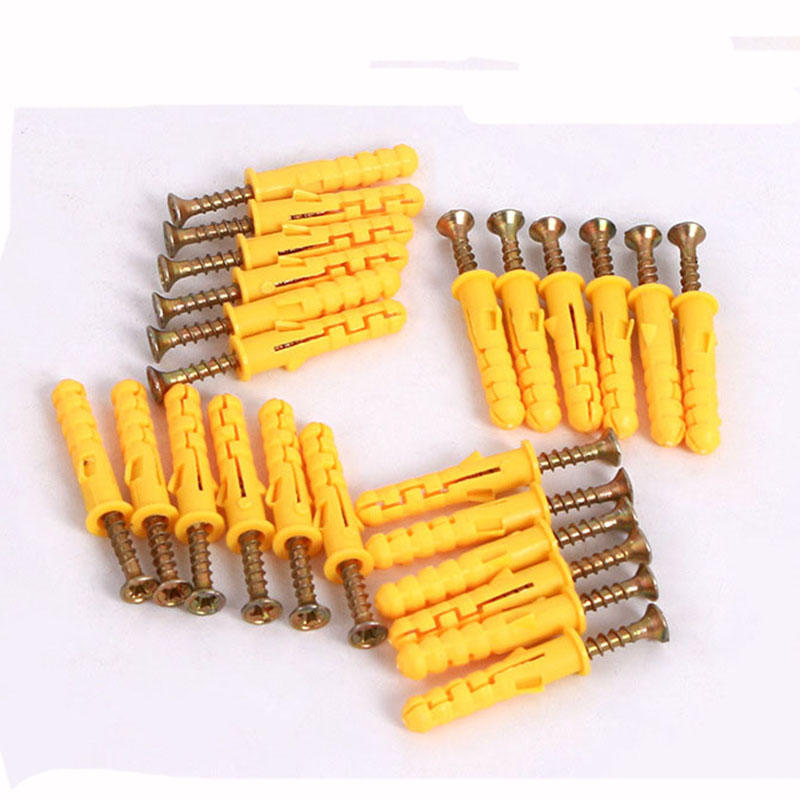 8mm x 40/60/80/100mm Yellow Croaker Plastic Expansion Bolts Expansion Tube Self-Tapping Screw for Door Window Frames Cab