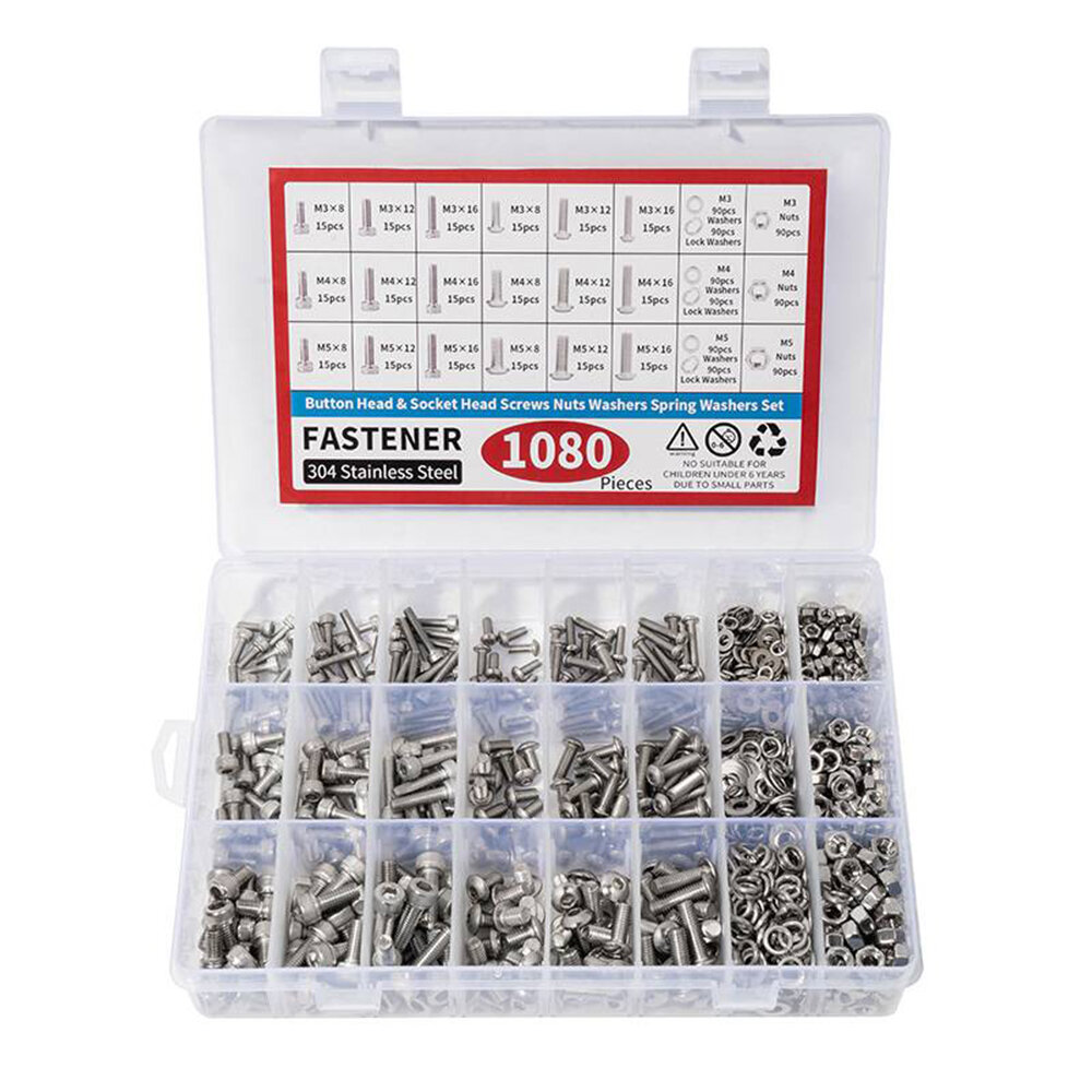 best price,1080pcs,nuts,and,bolts,assortment,kit,m3,m4,m5,m6,discount