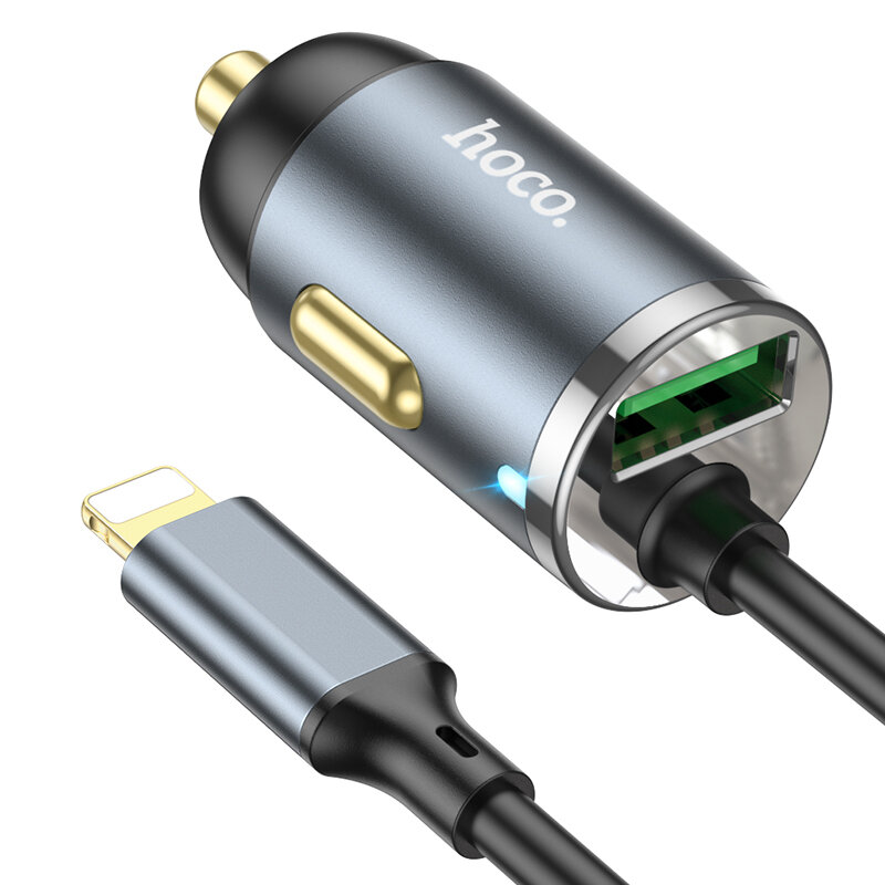 HOCO NZ7 PD 20W QC 3.0 18W Dual Output Fast Charging Car Charger with 1.2m iP Cable For iPhone 11 12 13 14 14 Plus 14 Pr