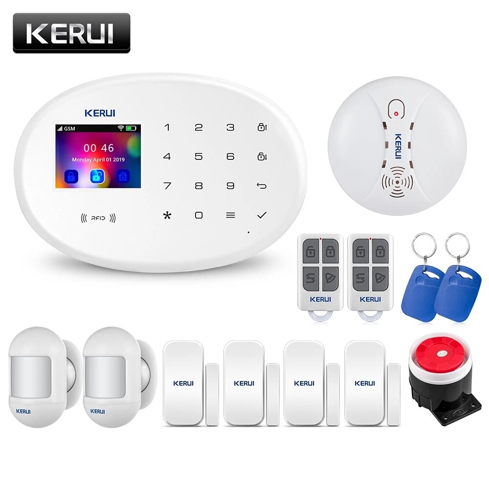 KERUI WIFI GSM Smart Home Security Alarmsysteem met 2,4 Inch TFT Touch Panel APP Controle Draadloze 