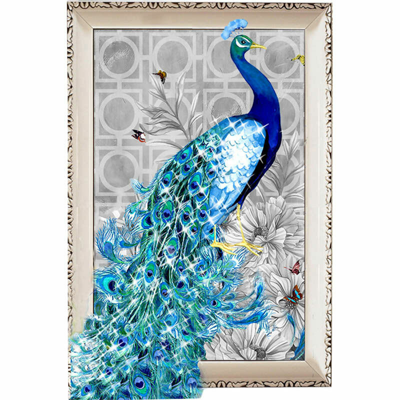 5D Diamond borduurwerk schilderij DIY blauwe pauw Stitch Craft Home Decor