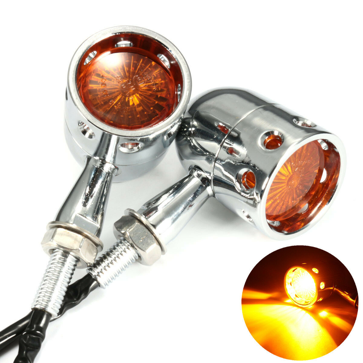 Paar 12V motorfiets Amber richtingaanwijzer holle lamp