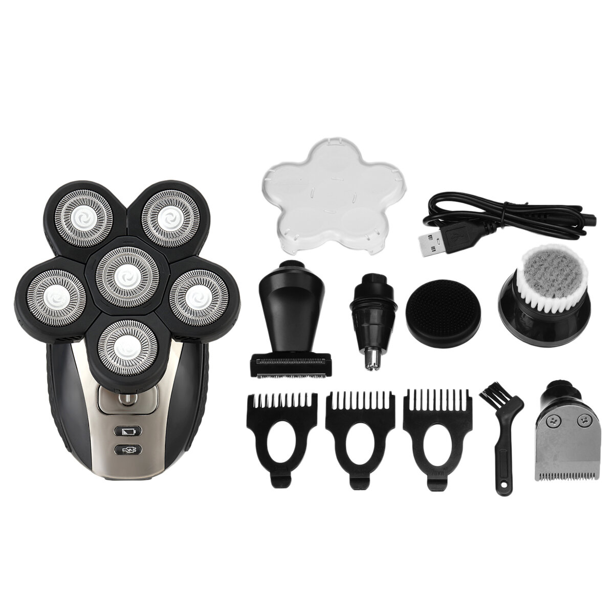 

5 IN 1 4D Rotary Electric Shaver USB Rechargeable Bald Head Shaver Beard Trimmer