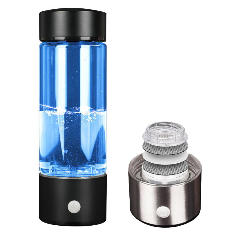 IPRee® 450 ml Gerador de água ionizada rica em hidrogênio, copo de vidro com garrafa USB para carregar água
