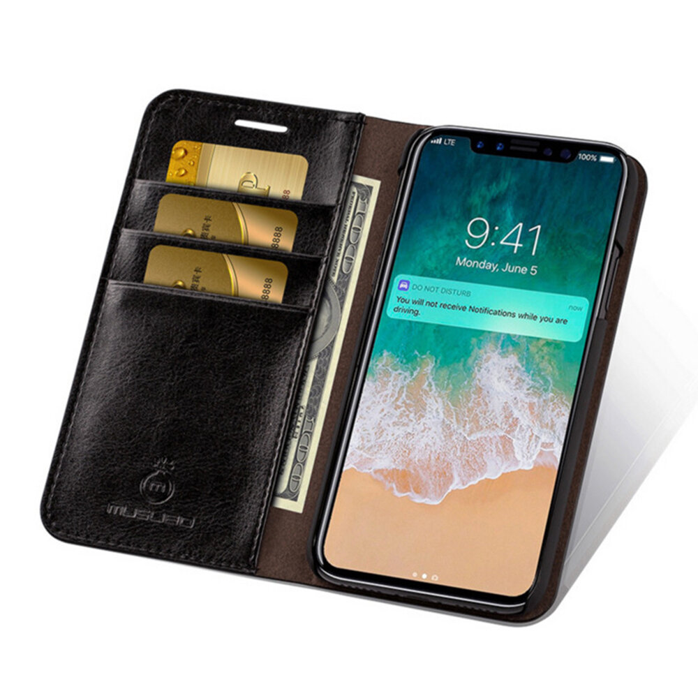 Musubo Business Multifunctional PU Leather with Card Slots Full Body Shockproof Flip Protective Case for iPhone X / XS / XR / XS Max / 7 / 8 / 7 Plus / 8 Plus / 6 / 6S / 6 Plus / 6S Plus