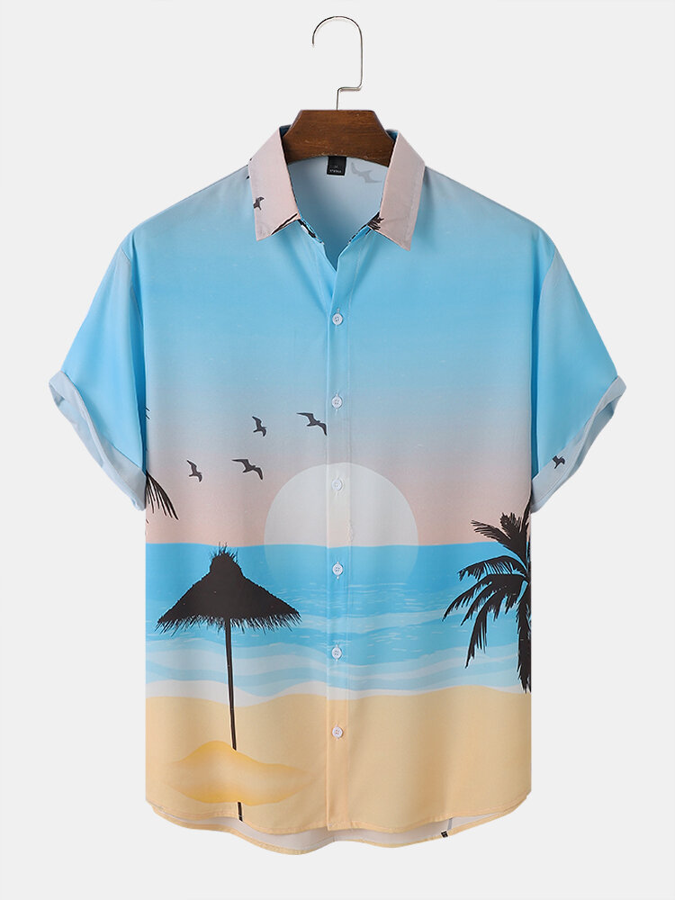 Heren Landschap Hawa?-stijl Casual Huidvriendelijk All Matched Soft Shirts