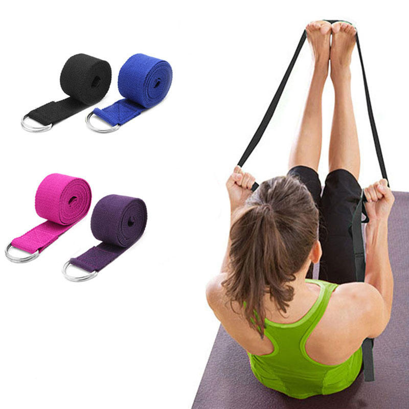 New D-Ring Cotton Yoga Stretch Strap Training Belt Leg Fitness Exercise Gym UK